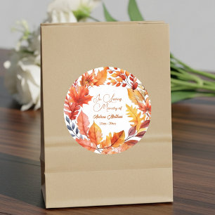 In Love Memory Funeral Fall Floral Runder Aufkleber