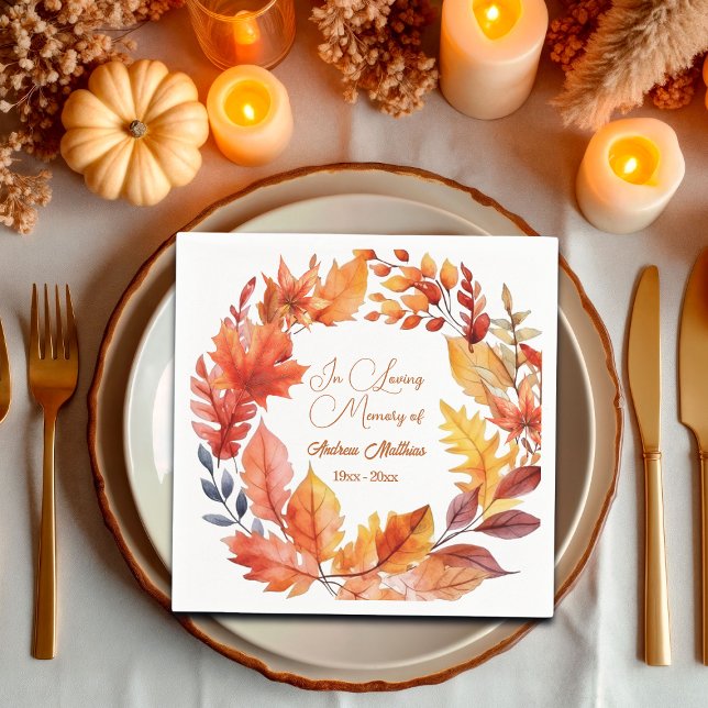 In Love Memory Funeral Fall Floral Serviette (Von Creator hochgeladen)