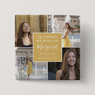 In Love Memory Funeral Memorial Foto Collage Button