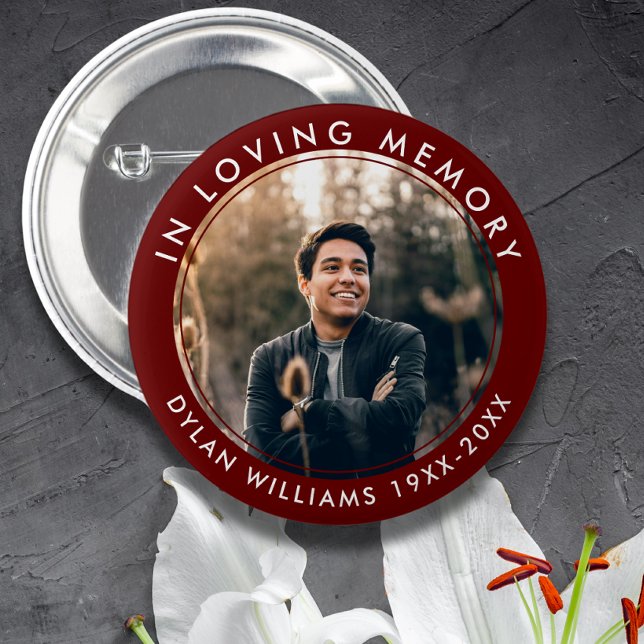 In Love Memory Funeral Memorial Foto Red Button (Von Creator hochgeladen)