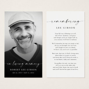 In Love Memory Funeral Memorial Prayer Card