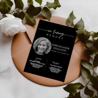 In Love Memory Funeral Memorial Service Black Einladung