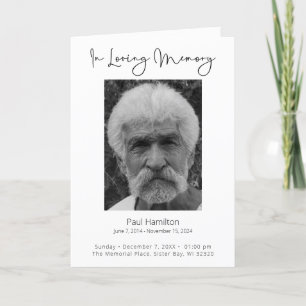 In Love Memory Funeral Programm Reihenfolge des Di