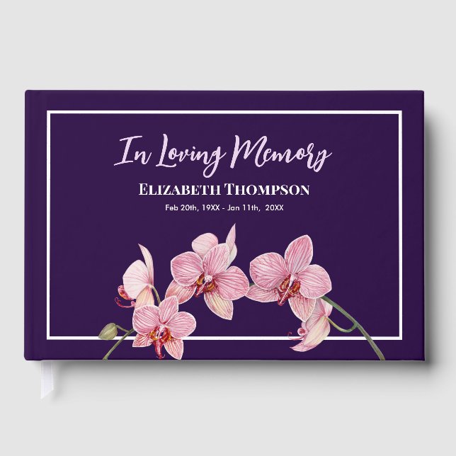 In Love Memory Funeral Wasserfarbe Hydrangea Gästebuch (Vorderseite)