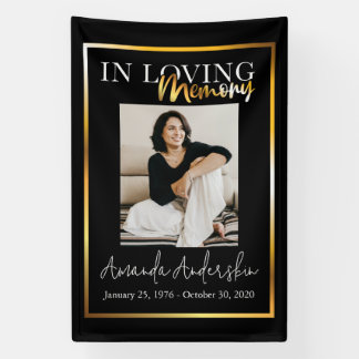 In Love Memory Gold Beerdigung Memorial Foto Banner