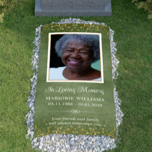 In Love Memory Green Gold Foto Grave Cover Banner