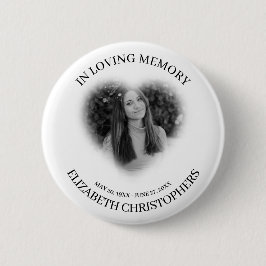 In Love Memory Heart Frame Custom Foto Memorial Button