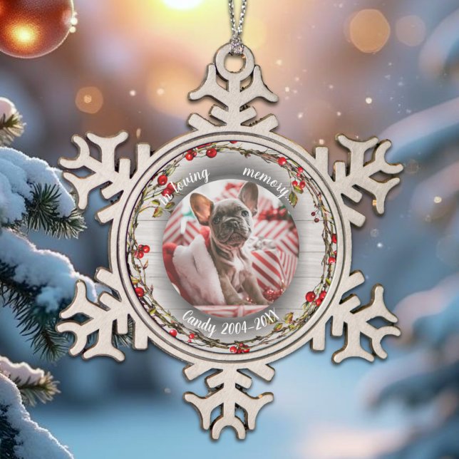 In Love Memory - Hunde-Foto-Gedächtniskränze Schneeflocken Zinn-Ornament (Von Creator hochgeladen)