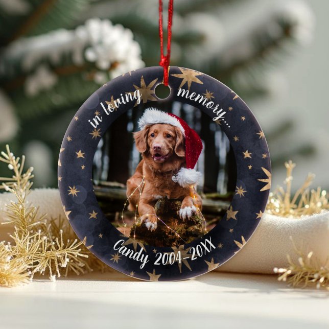 In Love Memory | Hunde Foto Pet Memorial Stars Keramik Ornament (Von Creator hochgeladen)