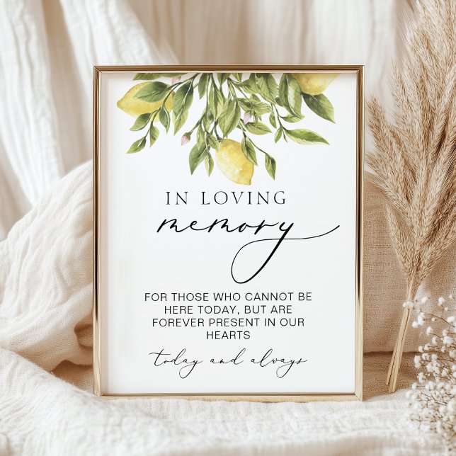 In Love Memory Lemon mediterrane Hochzeit Zeichen Poster (Von Creator hochgeladen)