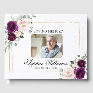 In Love Memory Lila & Blush Pink Rose Beerdigung Gästebuch