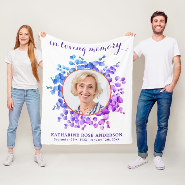 In Love Memory Lila Eukalyptus Foto Memorial Fleecedecke (Beispiel)