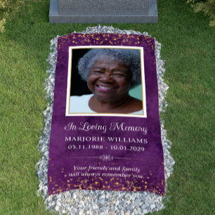 In Love Memory Lila Gold Foto Grave Cover Banner