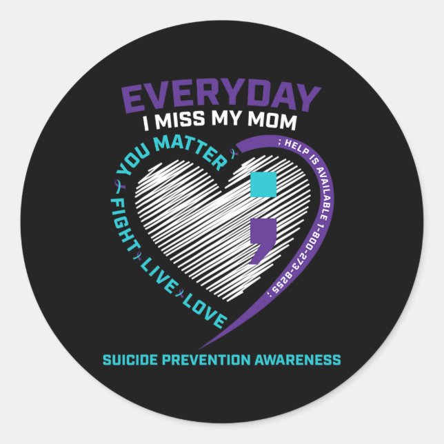 In Love Memory Mama Suizid Awareness Prevention Runder Aufkleber (Vorderseite)
