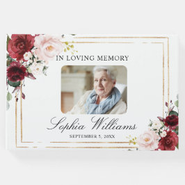 In Love Memory Marsala florale Beerdigung Gästebuc Gästebuch