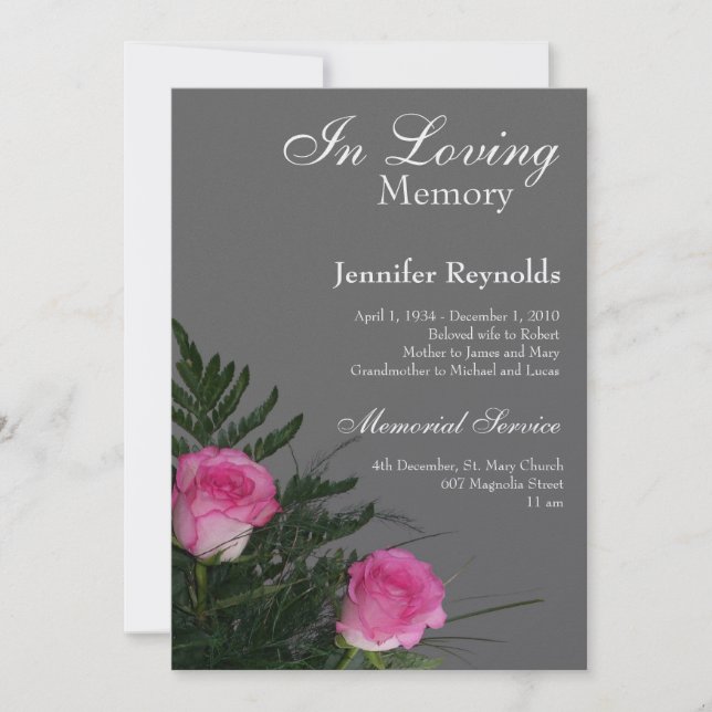 In Love Memory Memorial Ankündigung (Vorderseite)