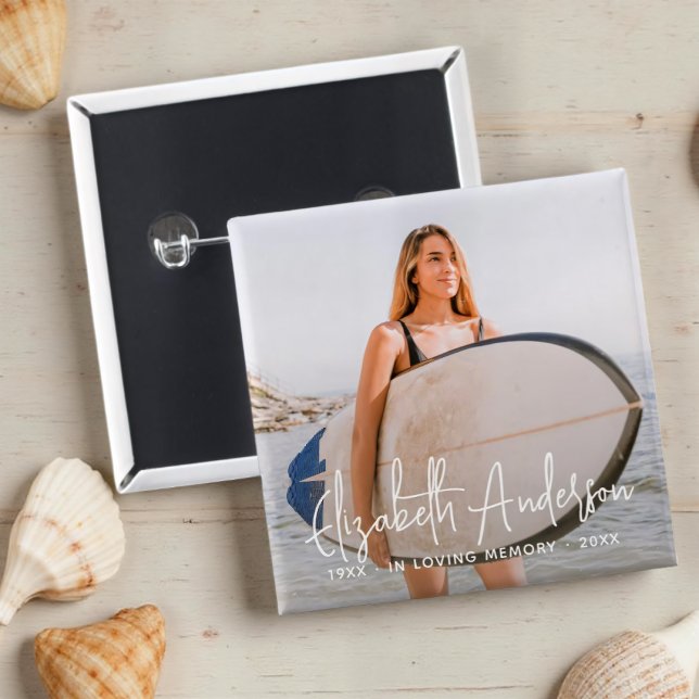 In Love Memory Memorial Beerdigung Modernes Foto Button (Von Creator hochgeladen)