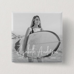 In Love Memory Memorial Beerdigung Modernes Foto Button