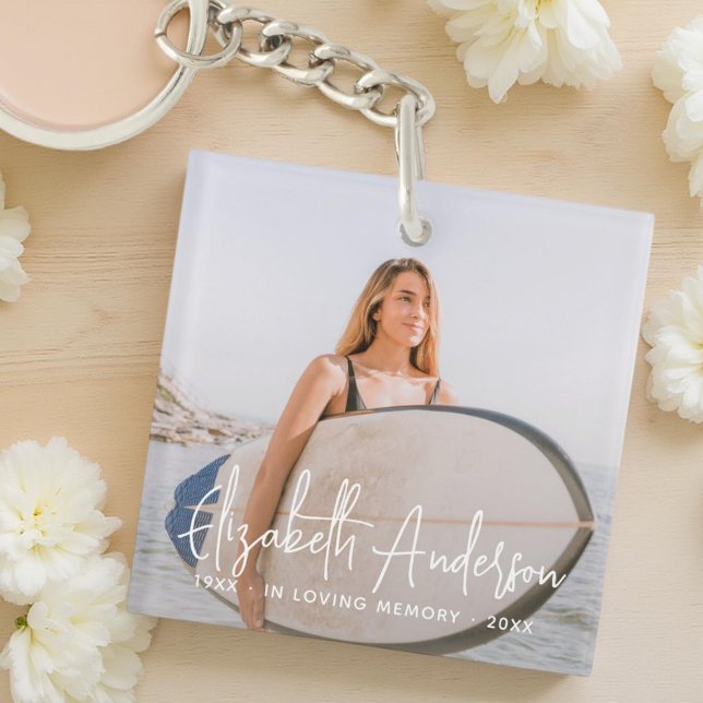 In Love Memory Memorial Beerdigung Modernes Foto Schlüsselanhänger (Von Creator hochgeladen)