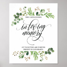 In Love Memory Memorial Candle Burns Sign Poster