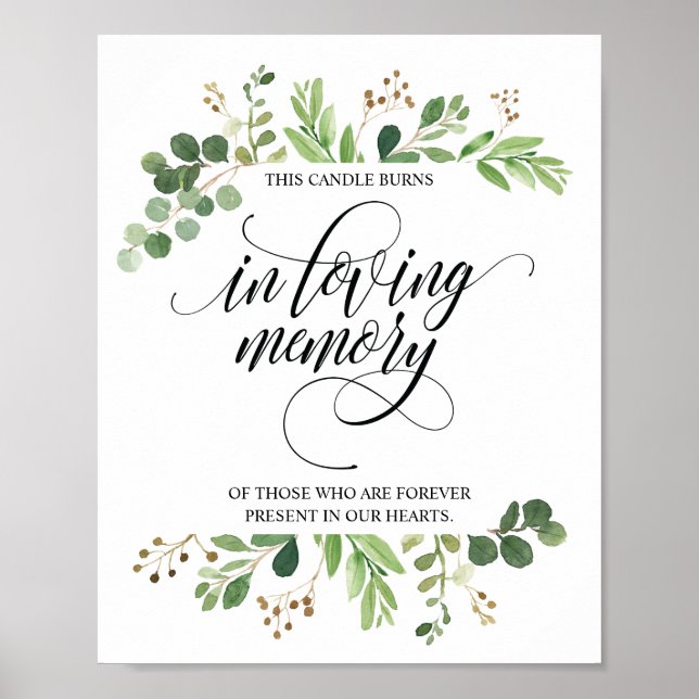 In Love Memory Memorial Candle Burns Sign Poster (Vorne)