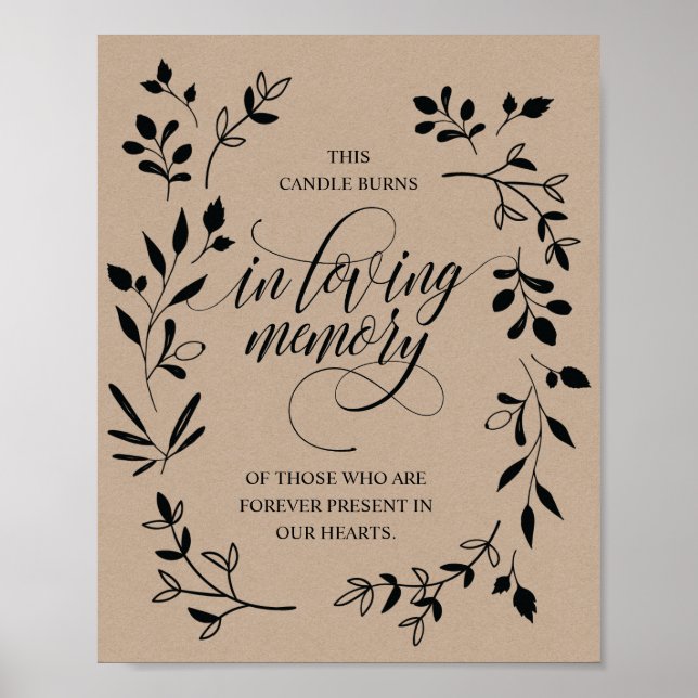 In Love Memory Memorial Candle Burns Sign Poster (Vorne)