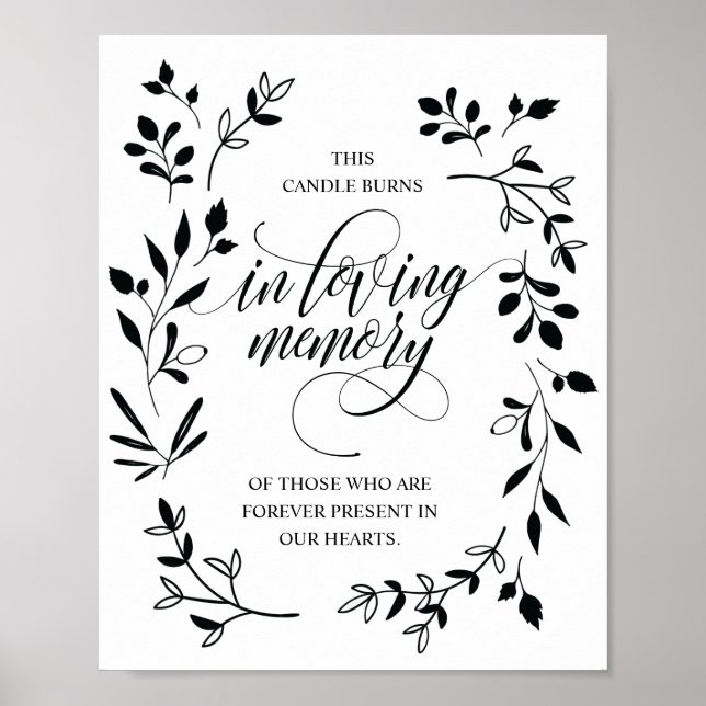 In Love Memory Memorial Candle Burns Sign Poster (Vorne)