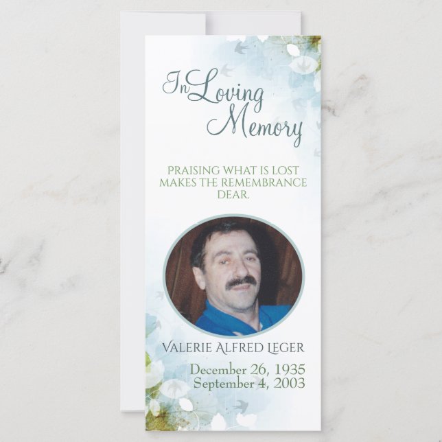 In Love Memory Memorial Keepake Sympathy Card (Vorderseite)
