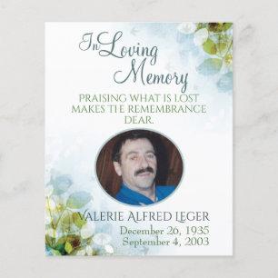 In Love Memory Memorial Keepake Sympathy Card