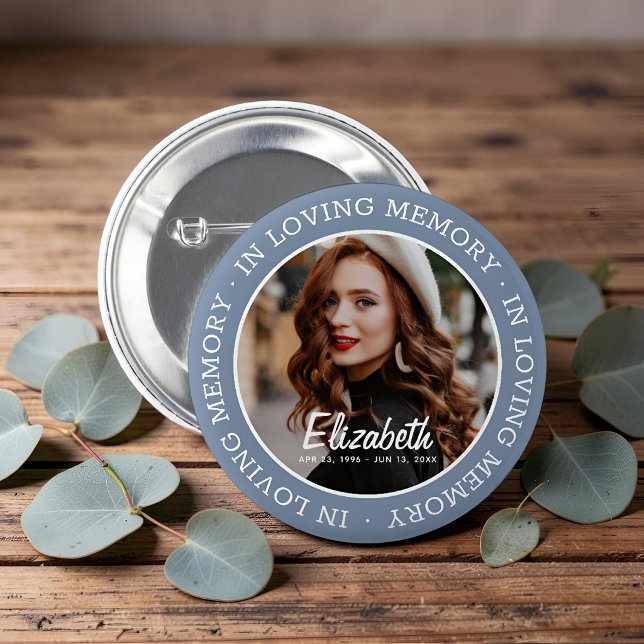 In Love Memory Memorial Modern Custom Foto Button (Von Creator hochgeladen)
