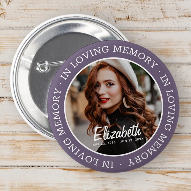 In Love Memory Memorial Modern Custom Foto Button (Von Creator hochgeladen)