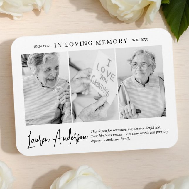 In Love Memory Memorial Modern Simple 3 Foto Magnet (Von Creator hochgeladen)