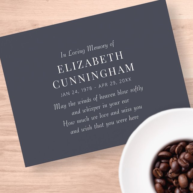 In Love Memory Memorial Modern Simple Ankündigungspostkarte (Von Creator hochgeladen)