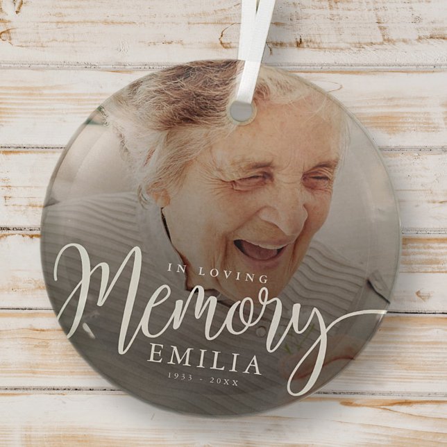 In Love Memory Memorial Modern Simple Foto Ornament Aus Glas (Von Creator hochgeladen)