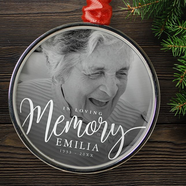 In Love Memory Memorial Modern Simple Foto Ornament Aus Metall (Von Creator hochgeladen)