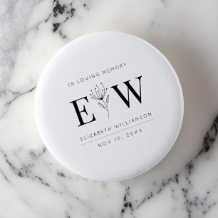 In Love Memory Memorial Moderne Monogram Foliage Button