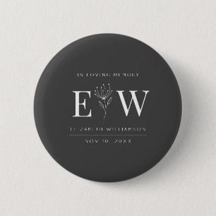 In Love Memory Memorial Moderne Monogram Foliage Button