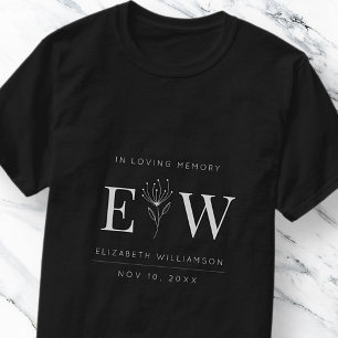 In Love Memory Memorial Moderne Monogram Foliage T-Shirt