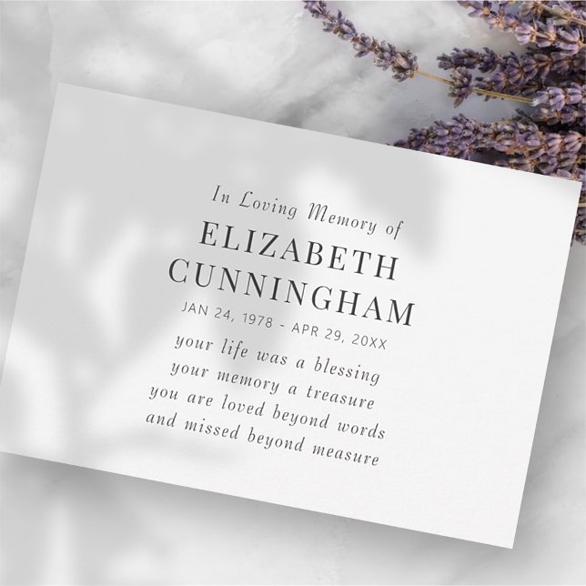 In Love Memory Memorial Modernes einfaches Angebot Ankündigung (Von Creator hochgeladen)