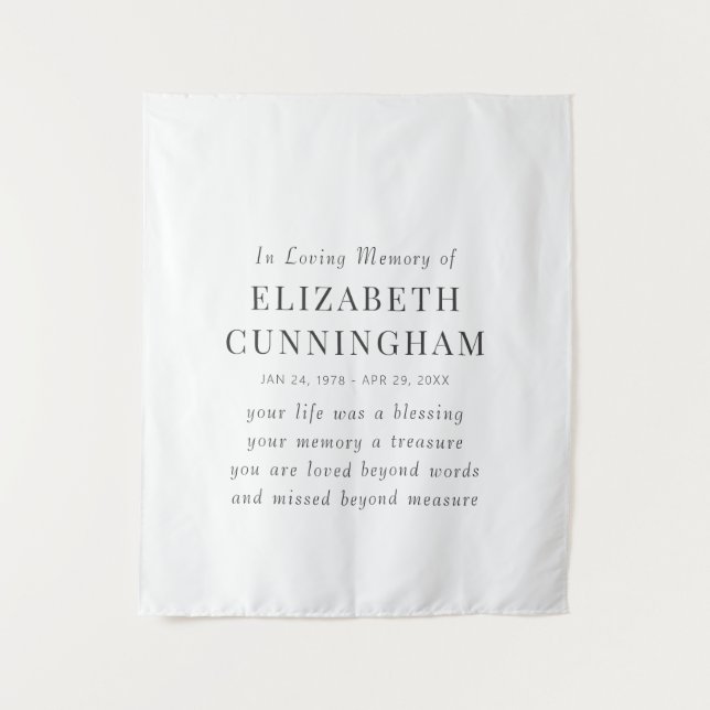 In Love Memory Memorial Modernes einfaches Angebot Wandteppich (Vorderseite)