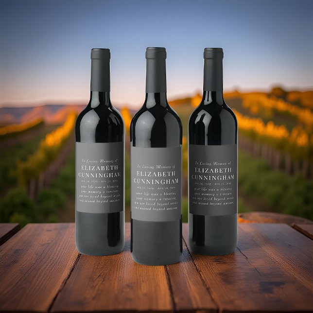 In Love Memory Memorial Modernes einfaches Angebot Weinetikett (Von Creator hochgeladen)