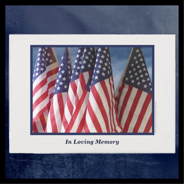In Love Memory, Memorial Service, American Flags Einladung (Von Creator hochgeladen)