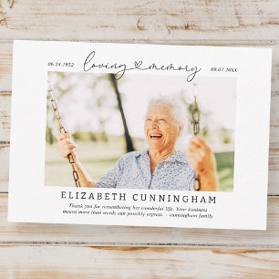 In Love Memory Memorial Simple Modern Foto Dankeskarte