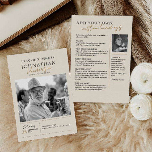 In Love Memory Modern 2-Foto-Elegante Gedenkstätte Programm (Von Creator hochgeladen)