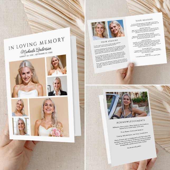 In Love Memory Modern 9-Foto geflochtene Beerdigun Programm (Von Creator hochgeladen)