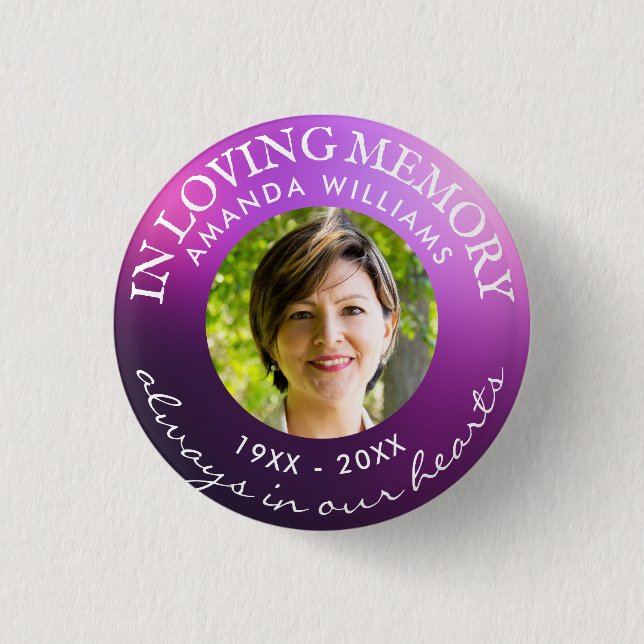 In Love Memory Modern Amethyst Mauve Iris Lila Button (Vorderseite)