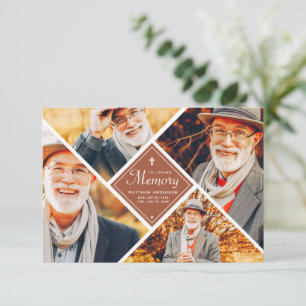 In Love Memory Modern Cross Multi Foto Dankeskarte