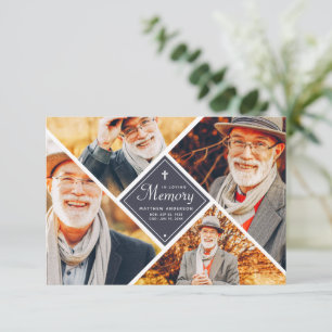 In Love Memory Modern Cross Multi Foto Dankeskarte