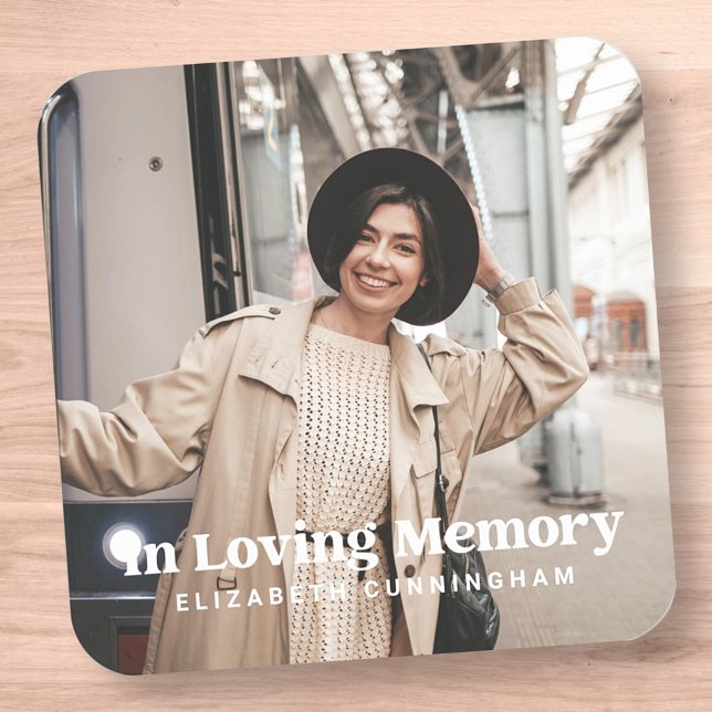 In Love Memory Modern Custom Foto Memorial Quadratischer Aufkleber (Von Creator hochgeladen)
