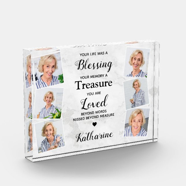 In Love Memory Modern Marble Beileid Memorial Fotoblock (Links)